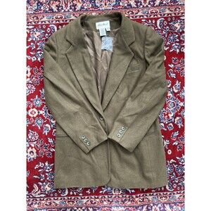 Eddie Bauer Wool Blend Jacket Womens Medium Brown Lined Button Coat Vintage